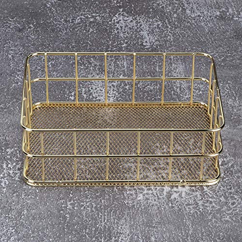 plplaaobo Storage Basket, Golden Iron Storage Basket Multifunctional Wire Mesh Desktop Storage Organizer for Home(Small)