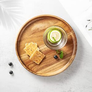 jf james.f round serving wooden tray decor wood tray charcuterie boards serving tray applicable to dining room and living room diameter 25 * 2.8cm 0.5kg