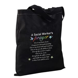 CMNIM Social Worker Gifts Tote Bag for Women Social Worker Prayer Appreciation Gift Birthday Gift for Social Worker Graduation Gift (Social Worker Tote Bag)