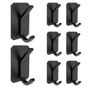 bathhold adhesive towel hooks wall hooks for hanging heavy duty stick on bathroom, home, office, kitchen - matte black space aluminum - 8pc