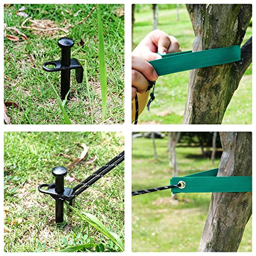 Heavy Duty Steel Tree Stake Kits with Tree Straps and 50ft Reflective Rope Tree Support Anchoring Kit，Tree Supports for Leaning Tree