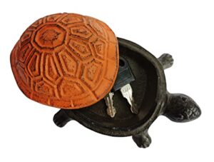 bstgifts cast iron turtle key hider - spare key holder - garden decoration turtle, jewelry trinkets box for key, ear studs, ring, paper clip (orange red)