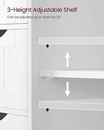 VASAGLE Bathroom Floor Storage Cabinet, Bathroom Storage Unit with 3 Drawers, Bathroom Cabinet Freestanding, Adjustable Shelf, 11.8 x 23.6 x 35.4 Inches, White UBBC542P31