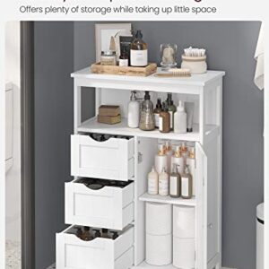 VASAGLE Bathroom Floor Storage Cabinet, Bathroom Storage Unit with 3 Drawers, Bathroom Cabinet Freestanding, Adjustable Shelf, 11.8 x 23.6 x 35.4 Inches, White UBBC542P31