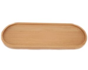 fermus wooden tray 12.5 inch long jewelry dish cosmetics organizer bathroom clutter wood decorative serving platter small storage tray, oval