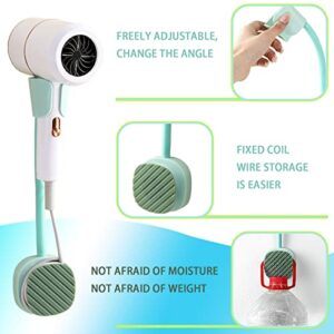 CKLJTL Self Adhesive Blow Dryer Holder for Bathroom Punch-Free Hair Dryer Rack Hair Dryer Shelf Hair Dryer Lazy Bracket Tools-Free Installation Two Spare Stickers for Gifts (Green)