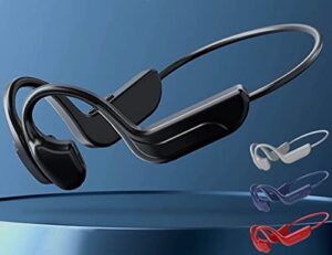 premium bone conduction headphones wireless bluetooth 5.0 earbuds open ear headphones business headset built-in mic,sweatproof earphones sports headset for running,cycling,hiking,gym (red)