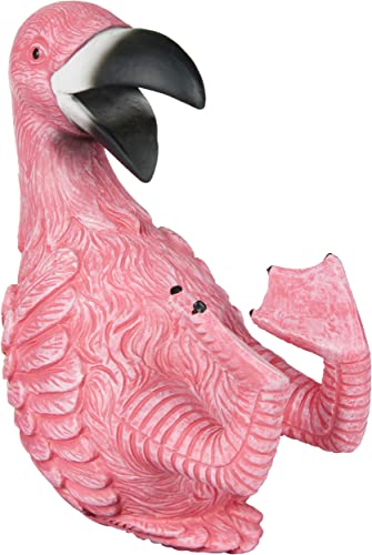 BRUBAKER Wine Bottle Holder Thirsty Flamingo - Polyresin Bottle Decoration - Pink Bird Decorative Figurine Hand Painted Bar Wine Accessory - Funny Wine Gift