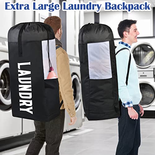 Laundry Backpack, Laundry Bag Backpack Extra Large Heavy Duty, 115L Travel Laundry Bags with Shoulder Straps Dirty Clothes Bag Backpack with Drawstring Closure for Camp College Dorm Laundromat