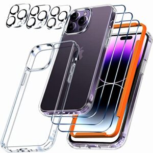 milomdoi [10 in 1 for iphone 14 pro max case clear with 3 pack screen protector accessories 3 pack camera lens cover protective slim thin cute phone cases funda suitable with magsafe women men