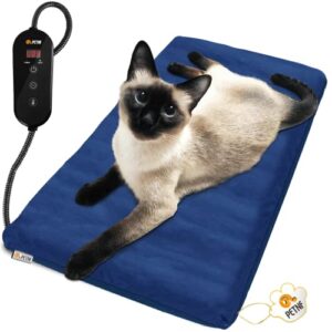 outdoor pet heating pads for dogs, safe electric cat heating pad with timer, 6 levels adjustable temperature dog cat heated bed pad for dog cat house,dog heat pad outside with removable washable cover