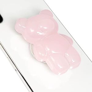 lito.dito cute bear & heart shape expandable collapsible mobile phone grip stand holder for smartphone tablet cell phone accessory  (milky pink bear)