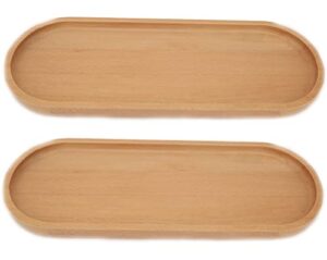 fermus wooden tray, set of 2, 12.5 inch long, jewelry dish cosmetics organizer bathroom clutter wood decorative serving platter small storage tray, oval