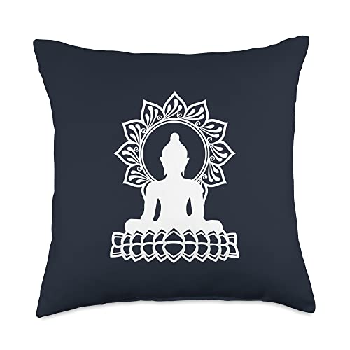 Yoga & Buddhism Symbols by Anne Mathiasz Buddha Meditation Heart Chakra Lotus Flower Zen Spirituality Throw Pillow, 18x18, Multicolor