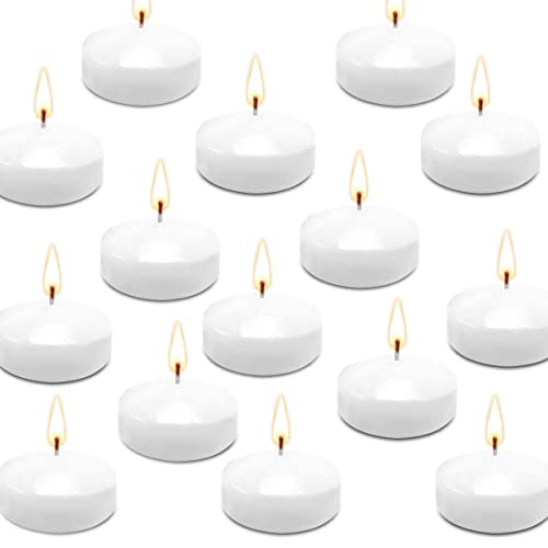 JHENG 50 Pack Floating Candles, 2'' White Unscented Dripless Wax Burning Candles, for Cylinder Vases, Weddings, Party and Holiday