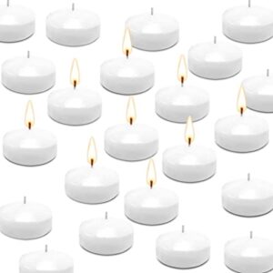 JHENG 50 Pack Floating Candles, 2'' White Unscented Dripless Wax Burning Candles, for Cylinder Vases, Weddings, Party and Holiday