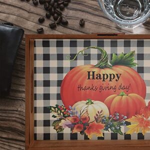 Thanksgiving Serving Tray with Handles (13 Inches)–Thanksgiving Decorative Service Tray,Which can Hold Pumpkin Pieand Drinks,is A Combination Plate for Breakfast in Bed,Lunch, Dinner,Patio,Party