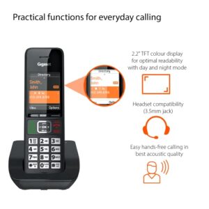 Gigaset Comfort 552 - Elegant Cordless Phone for DECT Base - Made in Germany - Hands-Free Function - Big Phone Book, Titanium-Black