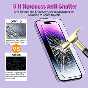 QHOHQ 3 Pack Screen Protector for iPhone 14 Pro Max 6.7 Inch with 3 Pack Tempered Glass Camera Lens Protector, Ultra HD, 9H Hardness, Scratch Resistant, Case Friendly