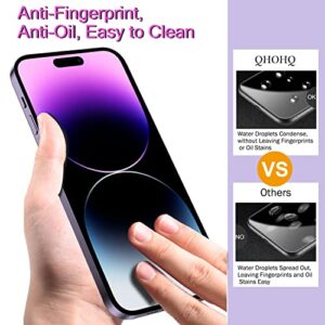 QHOHQ 3 Pack Screen Protector for iPhone 14 Pro Max 6.7 Inch with 3 Pack Tempered Glass Camera Lens Protector, Ultra HD, 9H Hardness, Scratch Resistant, Case Friendly