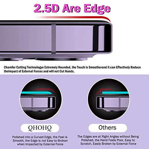 QHOHQ 3 Pack Screen Protector for iPhone 14 Pro Max 6.7 Inch with 3 Pack Tempered Glass Camera Lens Protector, Ultra HD, 9H Hardness, Scratch Resistant, Case Friendly