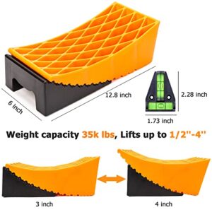 SAHARIE RV Leveling Blocks,Camper Leveler System,2 Pack Curved RV Levelers with Camper Wheel Chocks for Travel Trailer, RV, Camper, Tandem Wheel