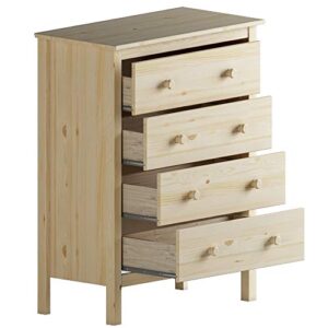 From the Tree Furniture Solid Wood Bedroom Chest with 4 Deep Storage Drawers (Unfinished)