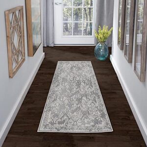 homenette washable area rugs, 3x5 dark grey rug with non slip backing, stain resistant, foldable, boho machine washable carpet for kitchen, bathroom, bedroom or living room (3' x 5'2")