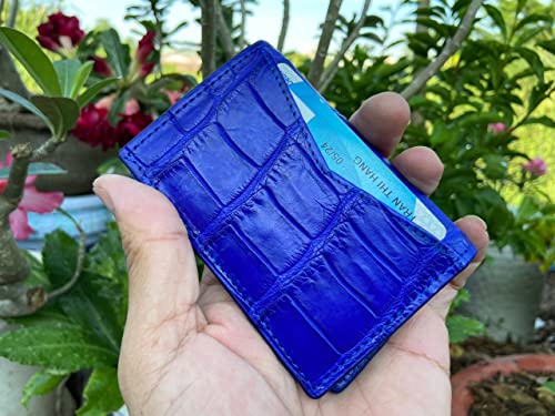 Vietnam Double side Blue Crocodile Alligator leather skin Credit Cardholder, leather credit cardcase, leather creditcard cover