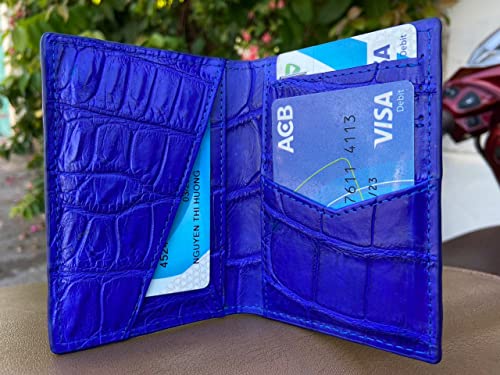 Vietnam Double side Blue Crocodile Alligator leather skin Credit Cardholder, leather credit cardcase, leather creditcard cover