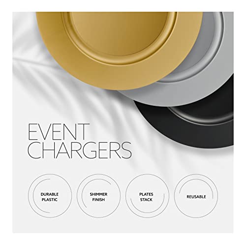 Elegant Disposables 13'' Black Party Chargers Large Plates & Platters Great for Elegant Party's Weddings Tableware Great for Serving dish Black, Pac of 6