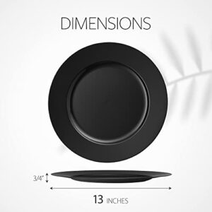 Elegant Disposables 13'' Black Party Chargers Large Plates & Platters Great for Elegant Party's Weddings Tableware Great for Serving dish Black, Pac of 6