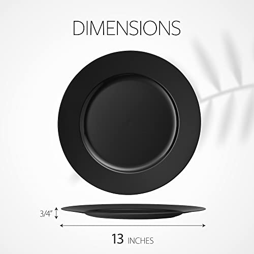 Elegant Disposables 13'' Black Party Chargers Large Plates & Platters Great for Elegant Party's Weddings Tableware Great for Serving dish Black, Pac of 6