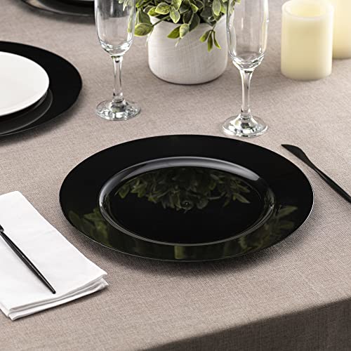 Elegant Disposables 13'' Black Party Chargers Large Plates & Platters Great for Elegant Party's Weddings Tableware Great for Serving dish Black, Pac of 6