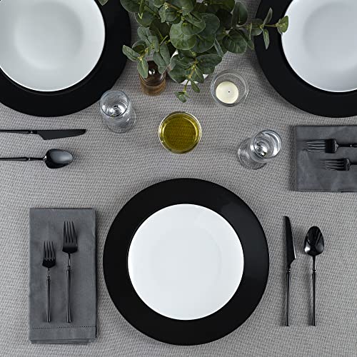 Elegant Disposables 13'' Black Party Chargers Large Plates & Platters Great for Elegant Party's Weddings Tableware Great for Serving dish Black, Pac of 6