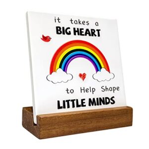 teacher appreciation gifts - ladies teacher gifts for desk decor - it takes a big heart to help shape little minds - the best teacher gifts for students - funny thank you, birthday, christmas gifts