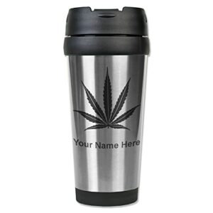 lasergram 16oz coffee travel mug, marijuana leaf, personalized engraving included (stainless)