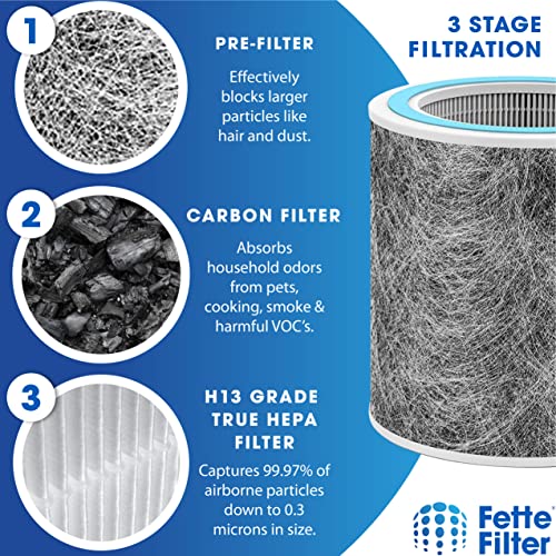 Fette Filter - Air Purifier Filter Replacement Compatible with Shark Air Purifier Models #'s HP100, HP102, HC450, HC451, HC452. Compare to part # HE1FKBAS & HE1FKBASMB (Pack of, 1)