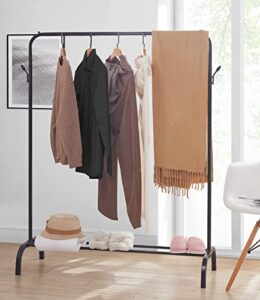 weashume metal clothing rack stand with top rod and storage bottom shelf clothes drying rack,garment rack portable coat rack for bedroom black