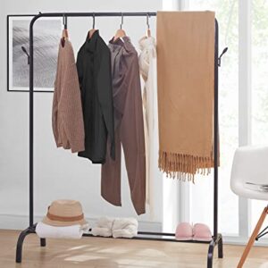 WEASHUME Metal Clothing Rack Stand with Top Rod and Storage Bottom Shelf Clothes Drying Rack,Garment Rack Portable Coat Rack for Bedroom Black