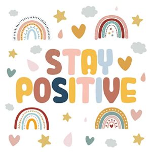 winnwing boho rainbow cutouts for classroom bulletin board decorations, colorful diy stay positive cut-outs back to school nursery wall decals baby shower birthday party supplies kids girls, 56 pcs
