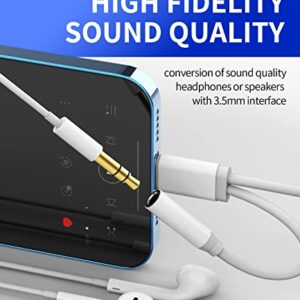 Iphone AUX Adapter for Headphone Jack Cable Dongle 2in1 Lightning to 3.5mm Splitter Charge Cord Apple MFI Certified Music Earphone Charging Converter for 7 8 Plus 11 12 13 Pro Max Audio Adaptador Para