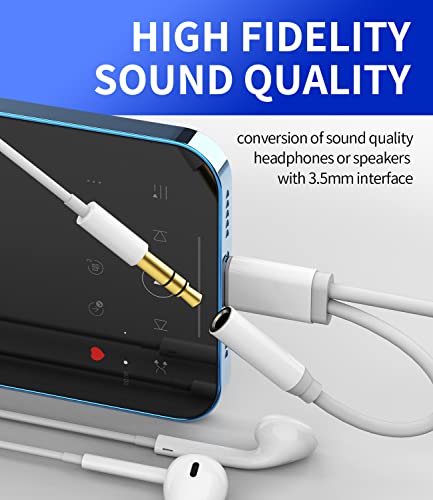 Iphone AUX Adapter for Headphone Jack Cable Dongle 2in1 Lightning to 3.5mm Splitter Charge Cord Apple MFI Certified Music Earphone Charging Converter for 7 8 Plus 11 12 13 Pro Max Audio Adaptador Para