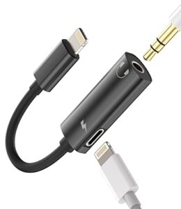 lightning to 3.5mm adapter for iphone headphone splitter audio charger jack cable 2in1 dongle aux cord converter for apple mfi certified 13 12 11 pro max 7 8plus x ipad earphone headset adaptador para