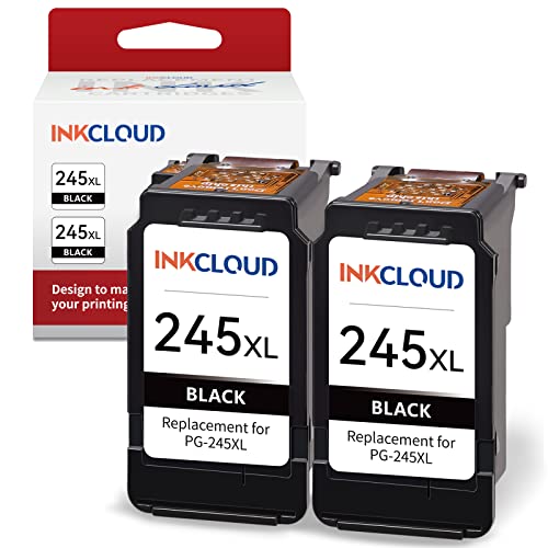 INKCLOUD 245XL Black Ink Cartridge 2 Pack Compatible with Canon PG 243 PG-245 245 XL Fit for Cannon Pixma MX490 MX492 MG2522 TS3100 TS3122 TS3300 TS3320 TS3322 TR4500 TR4520 TR4522 MG2500 Printer Ink