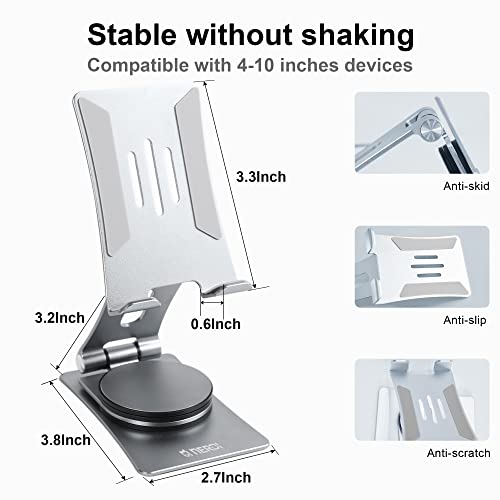 NERDI Universal 360° Swivel Foldable Cell Phone Stand, Desk Stand, Adjustable Angle and Height, Durable Aluminum Metal, Perfect for Video Calls, Watching Videos, Playing Game (Grey)