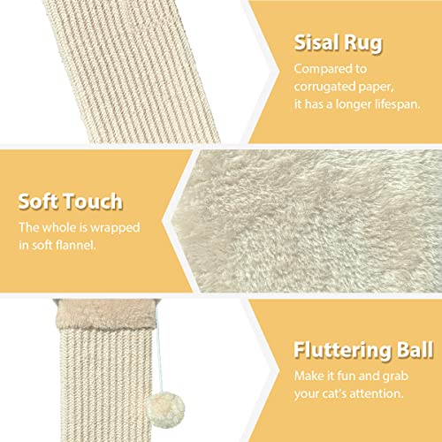 AGYM Cat Scratching Post, 32 Inch Large Cat Scratch Post for Adult Cats and Kittens, Nature Sisal Modern Cat Scratcher for Indoor Cats, Protect Your Furniture and Exercise Cats, Beige