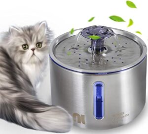 nicelock cat water fountain pet fountain stainless steel metal dog drinking fountains automatic pet water fountain ultra-quiet | hygienic material | dishwasher safe & smart led light| 84oz/2.5l