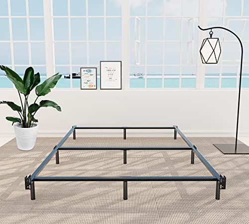 HOMUS 7-inch Platform Bed Frame Queen, Modern Metal Low Profile Bed Based with Heavy Duty Legs Support, Easy Assemble, Black