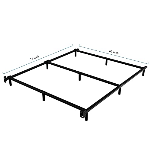 HOMUS 7-inch Platform Bed Frame Queen, Modern Metal Low Profile Bed Based with Heavy Duty Legs Support, Easy Assemble, Black